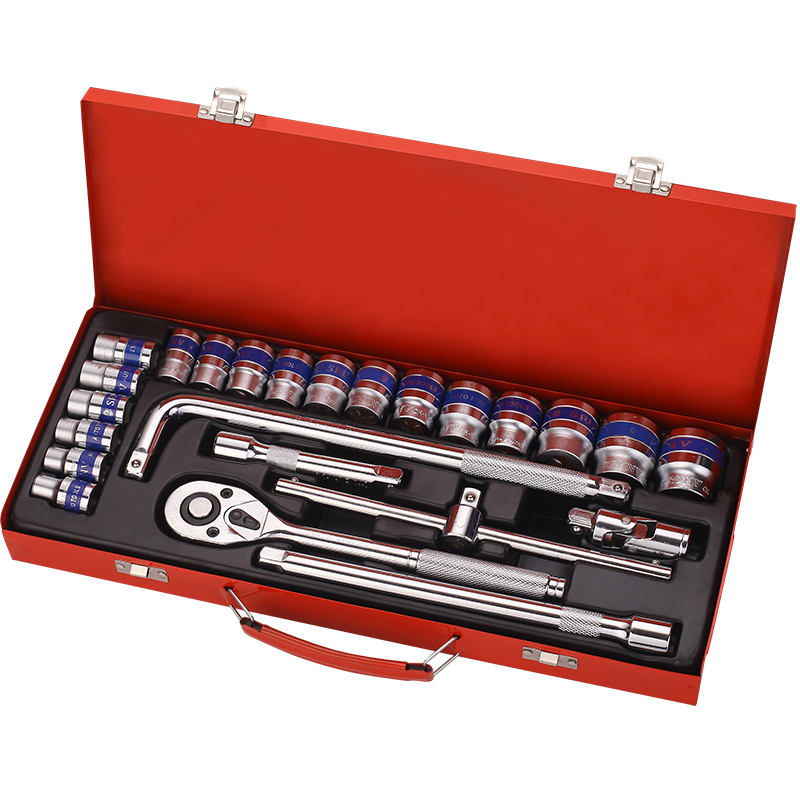 24 Piece 1/2 inch Drive Wrench Socket Set With Ratchet and Extension Bar