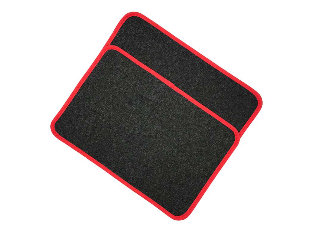 High Quality Universal Car Floor Mats - Carpet, Grey & Red, Set of 4