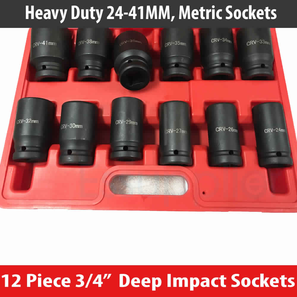 12pcs 3/4 Deep Socket Set