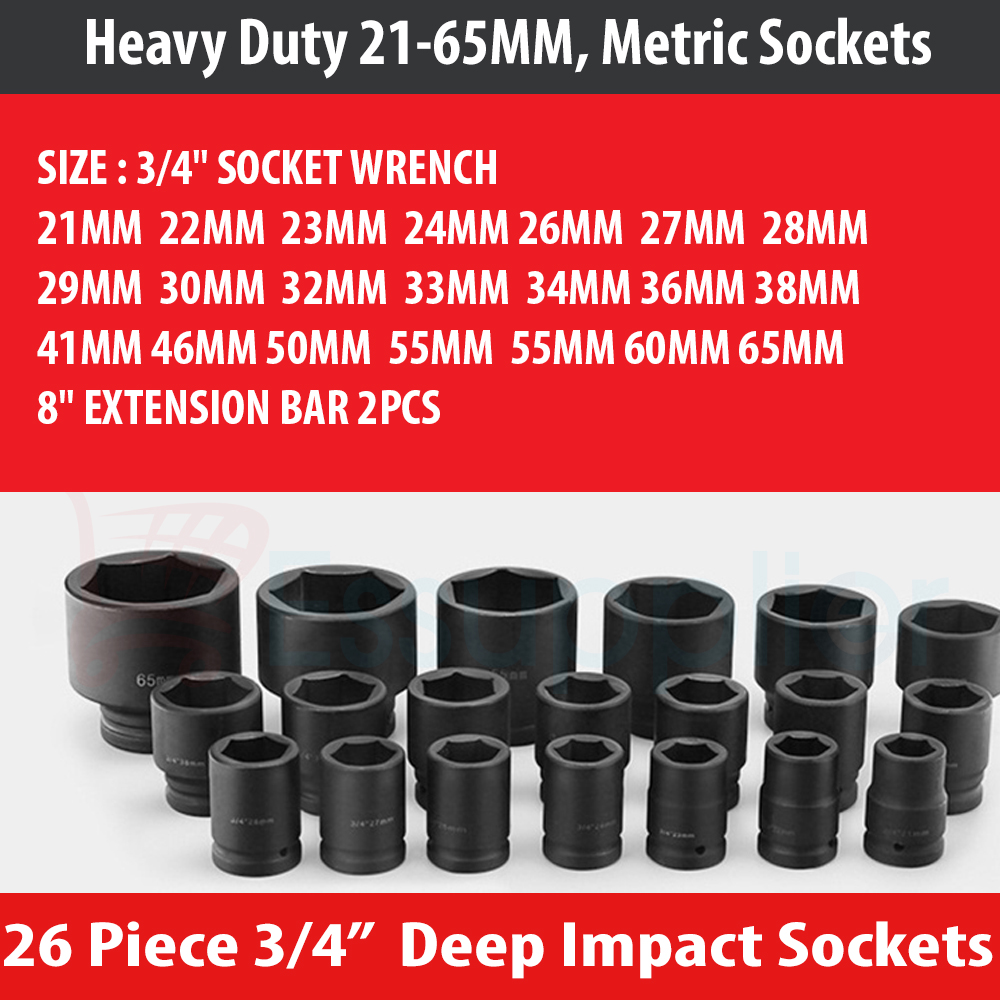12pcs 3/4 Deep Socket Set